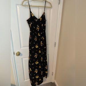 Flowered Black Maxi Dress